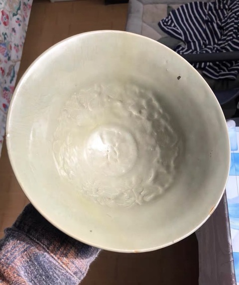 古玩陶瓷北宋耀州窯半碗牡丹大碗真品鑒賞圖