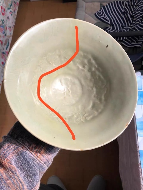 古玩陶瓷北宋耀州窯半碗牡丹大碗真品鑒賞圖