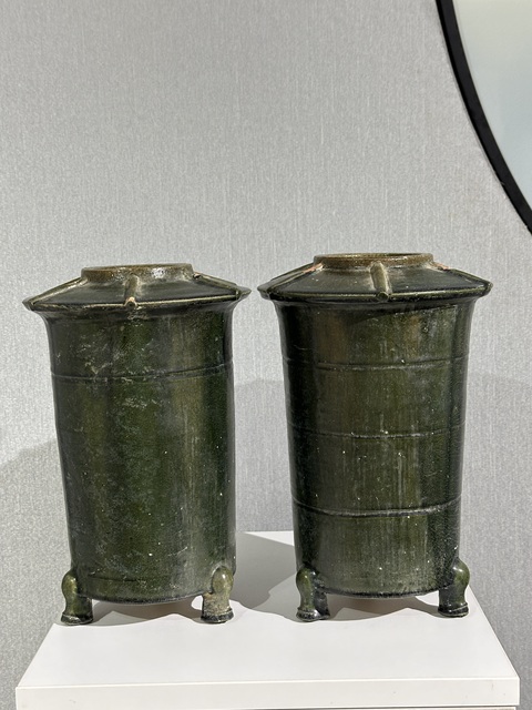 古玩陶瓷漢綠釉·糧倉一對（滿釉）拍賣，當前價格2688元