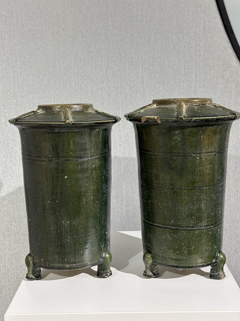 古玩陶瓷漢綠釉·糧倉一對（滿釉）拍賣，當前價格2688元