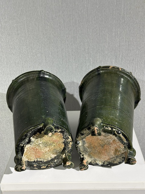 古玩陶瓷漢綠釉·糧倉一對（滿釉）拍賣，當前價格2688元