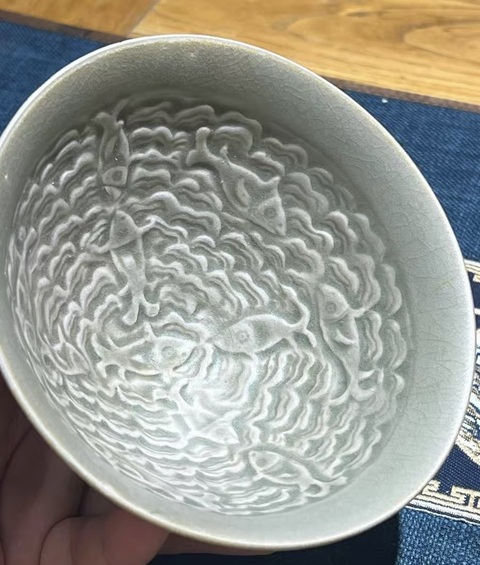 古玩陶瓷北宋·耀州窯·魚水承歡盞真品鑒賞圖