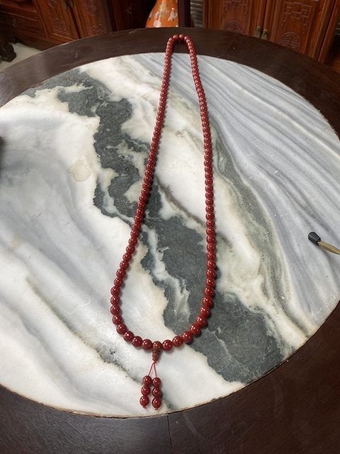 古玩玉器紅瑪瑙珠串真品鑒賞圖