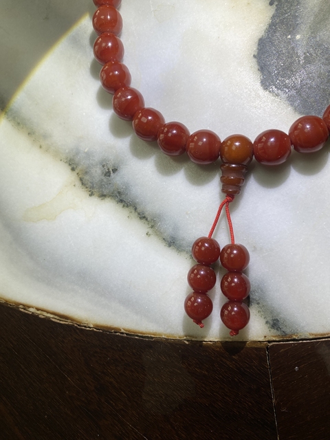 古玩玉器紅瑪瑙珠串真品鑒賞圖