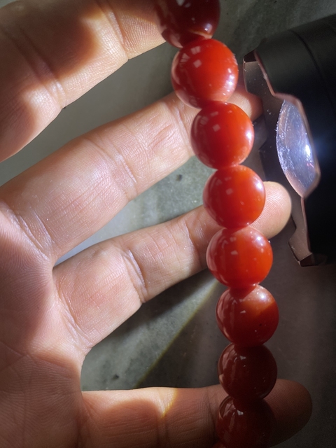 古玩玉器紅瑪瑙珠串真品鑒賞圖