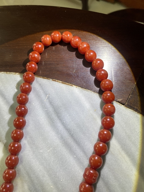 古玩玉器紅瑪瑙珠串真品鑒賞圖