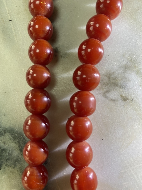 古玩玉器紅瑪瑙珠串真品鑒賞圖