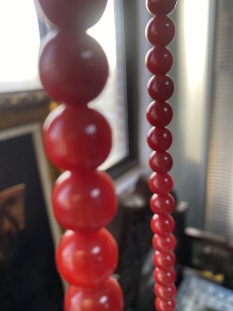古玩玉器紅瑪瑙珠串真品鑒賞圖