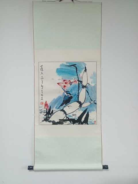 古玩字畫崔瑞鹿荷花真品鑒賞圖