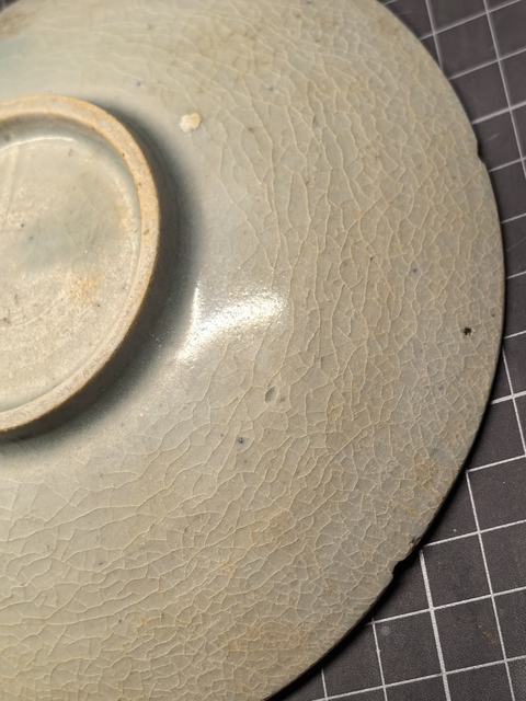 古玩陶瓷青白釉六曲口刻花盤真品鑒賞圖