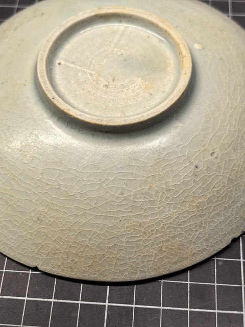 古玩陶瓷青白釉六曲口刻花盤真品鑒賞圖