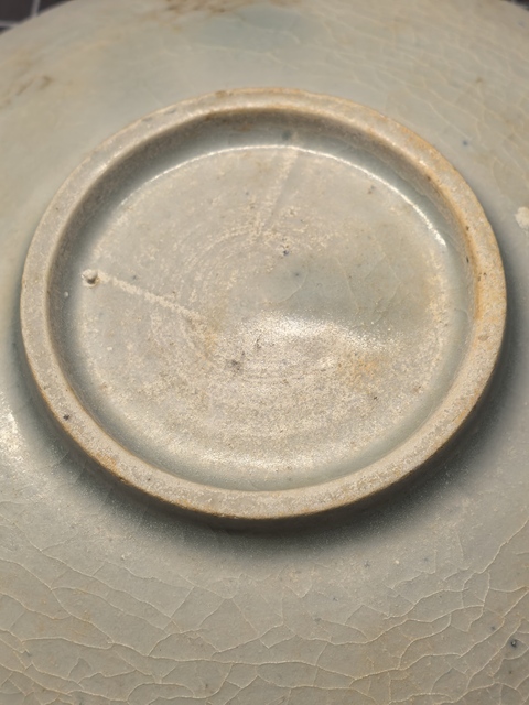 古玩陶瓷青白釉六曲口刻花盤真品鑒賞圖