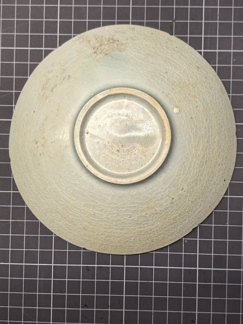 古玩陶瓷青白釉六曲口刻花盤真品鑒賞圖