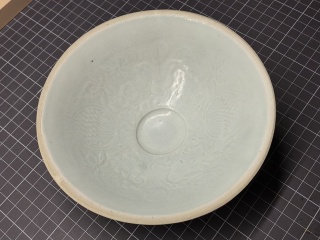 古玩陶瓷宋代芒口圈足覆燒工藝影青碗真品鑒賞圖