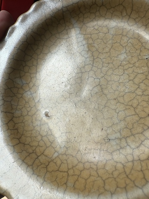 古玩陶瓷黃哥釉葵口盤真品鑒賞圖