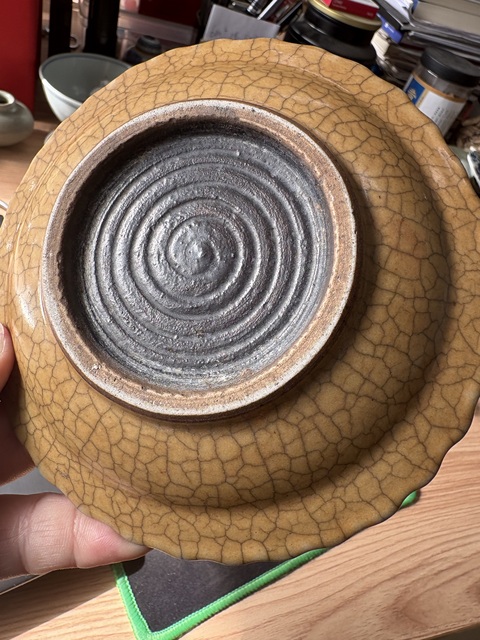 古玩陶瓷黃哥釉葵口盤真品鑒賞圖