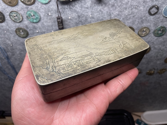 古玩銅器銅墨盒真品鑒賞圖