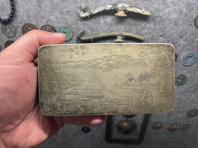 古玩銅器銅墨盒真品鑒賞圖