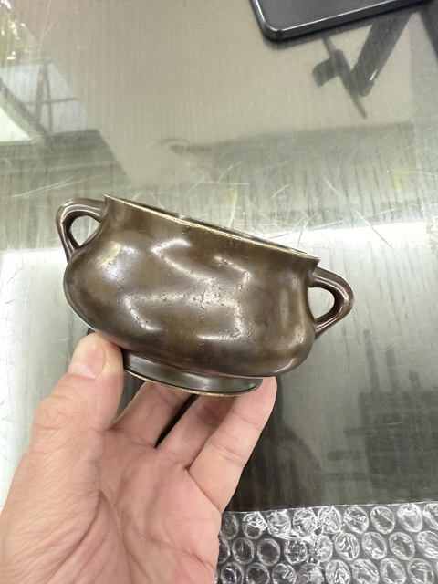 古玩銅器清中晚·銅雙耳爐  真品鑒賞圖