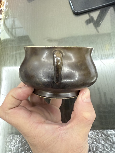 古玩銅器清中晚·銅雙耳爐  真品鑒賞圖