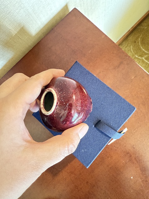 古玩陶瓷紅釉水盂真品鑒賞圖