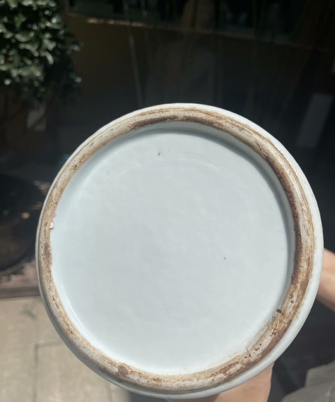 古玩陶瓷柳蔭棲馬紋青花鳳尾尊標本真品鑒賞圖