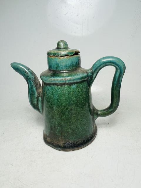 古玩陶瓷同記款窯變綠釉執壺拍賣，當前價格199元