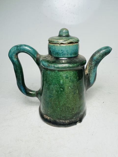 古玩陶瓷同記款窯變綠釉執壺拍賣，當前價格199元