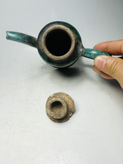 古玩陶瓷同記款窯變綠釉執壺拍賣，當前價格199元