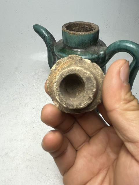 古玩陶瓷同記款窯變綠釉執壺拍賣，當前價格199元