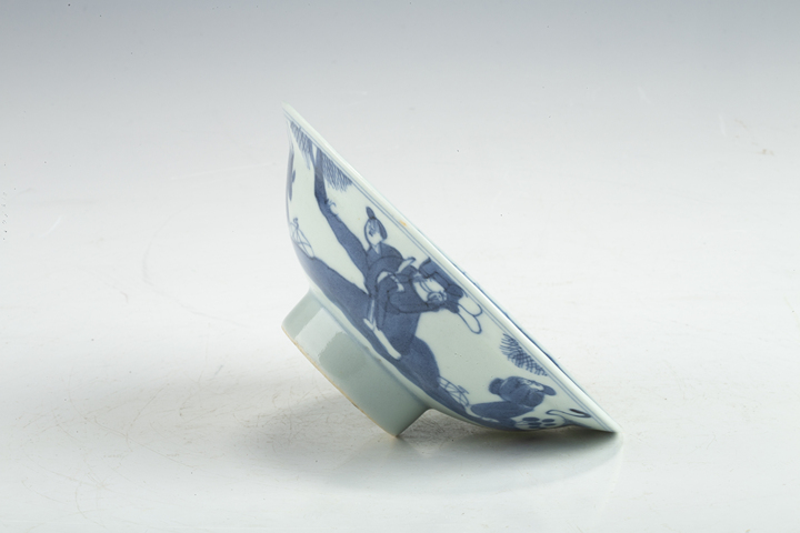 古玩陶瓷清晚·青花福祿壽三星人物紋高足碗真品鑒賞圖