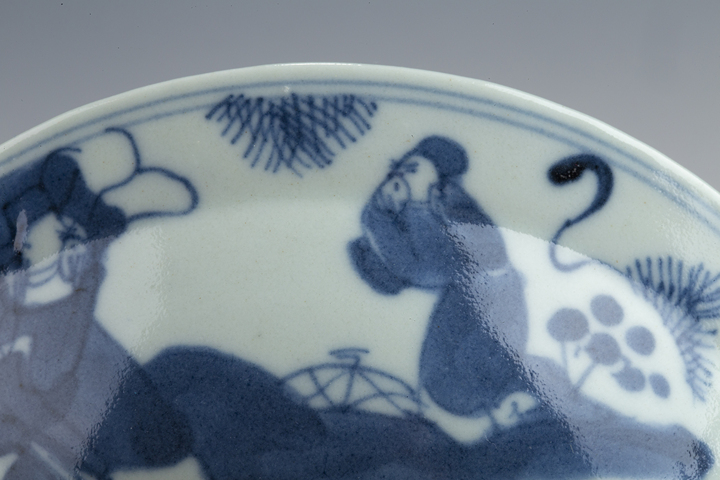 古玩陶瓷清晚·青花福祿壽三星人物紋高足碗真品鑒賞圖