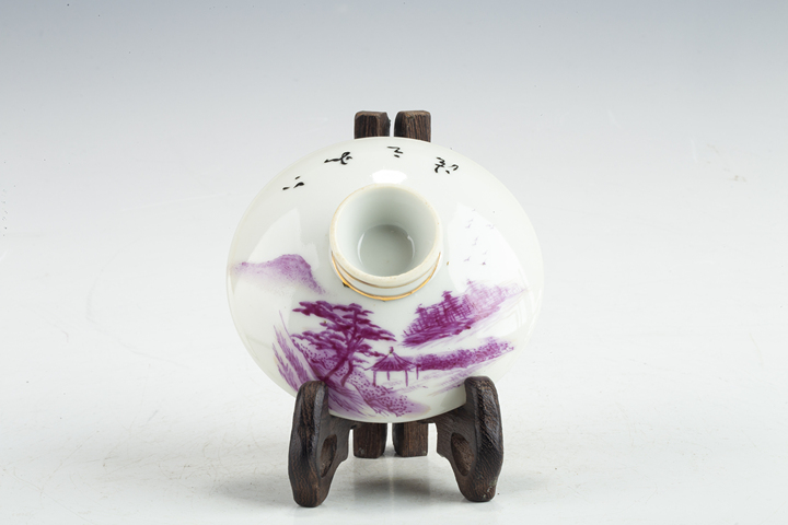 古玩陶瓷民國·胭脂紅竹林人物紋三才蓋碗拍賣，當前價格138元