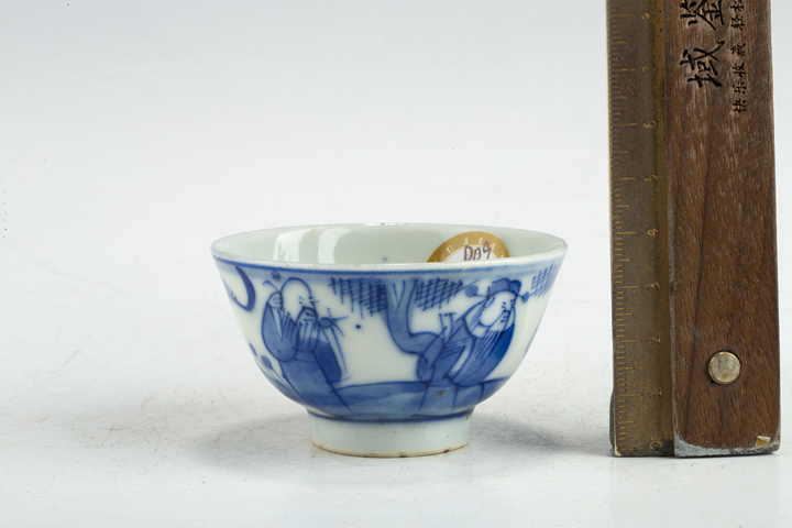 古玩陶瓷清晚·青花福祿壽三星人物紋杯真品鑒賞圖