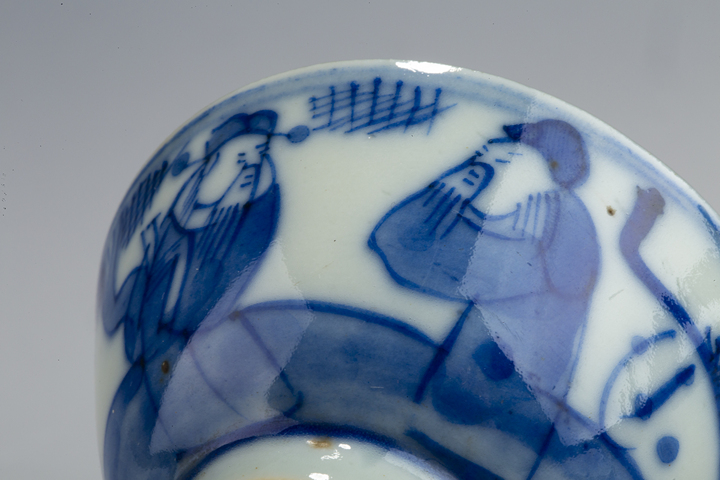 古玩陶瓷清晚·青花福祿壽三星人物紋杯真品鑒賞圖