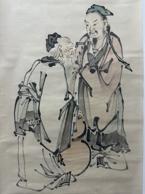 古玩字畫清.王贏高士圖真品鑒賞圖