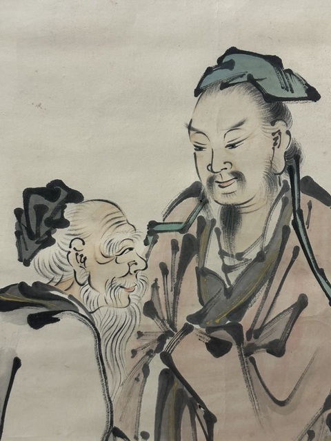 古玩字畫清.王贏高士圖真品鑒賞圖