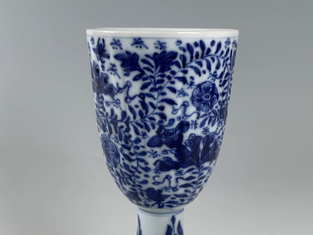 古玩陶瓷清康熙·青花花卉紋高腳杯拍賣，當前價格4642元