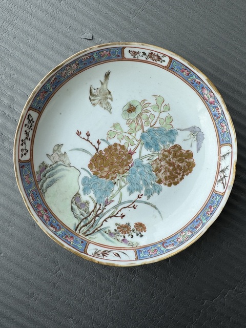 古玩陶瓷花鳥紋盤真品鑒賞圖