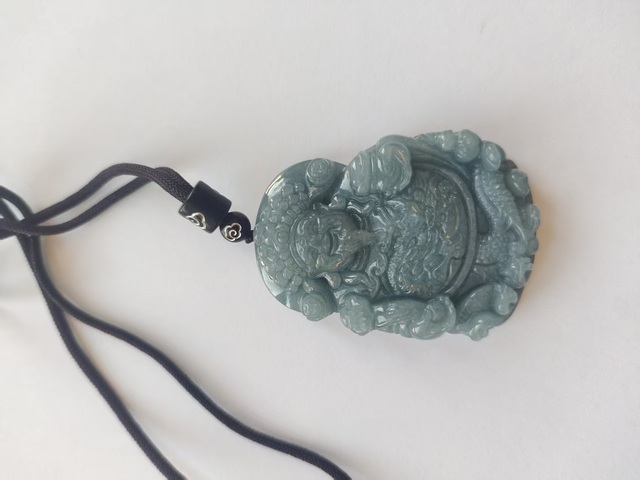 古玩玉器翡翠財神掛件真品鑒賞圖