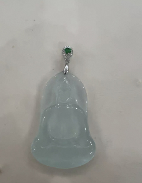 古玩玉器水沫玉“觀音掛件”真品鑒賞圖