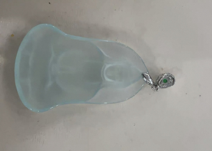 古玩玉器水沫玉“觀音掛件”真品鑒賞圖