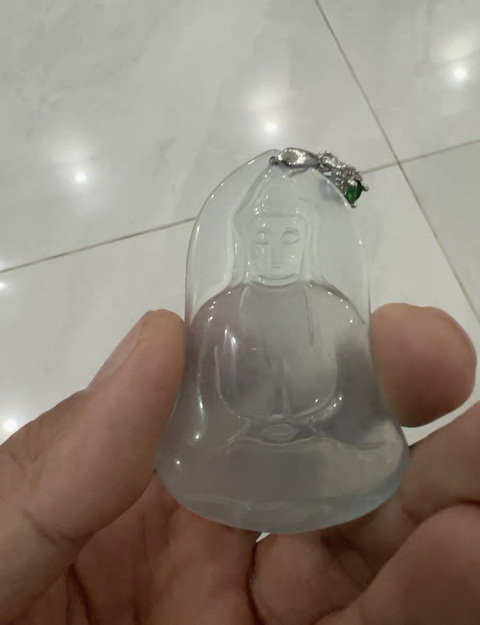 古玩玉器水沫玉“觀音掛件”真品鑒賞圖