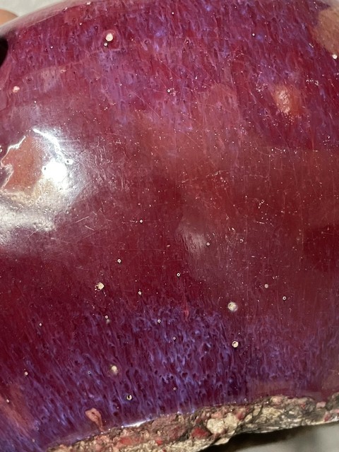 古玩陶瓷清代中期紅釉西瓜罐真品鑒賞圖