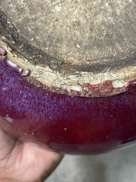 古玩陶瓷清代中期紅釉西瓜罐真品鑒賞圖