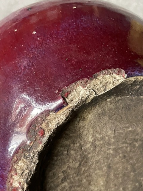 古玩陶瓷清代中期紅釉西瓜罐真品鑒賞圖