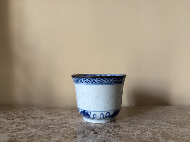 古玩陶瓷青花一鷺蓮科玲瓏瓷杯拍賣，當前價格1180元