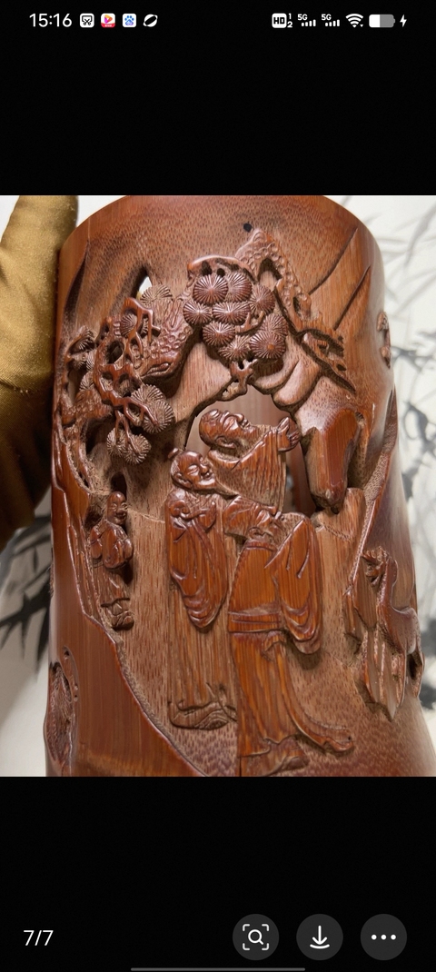 古玩雜項竹刻筆筒真品鑒賞圖