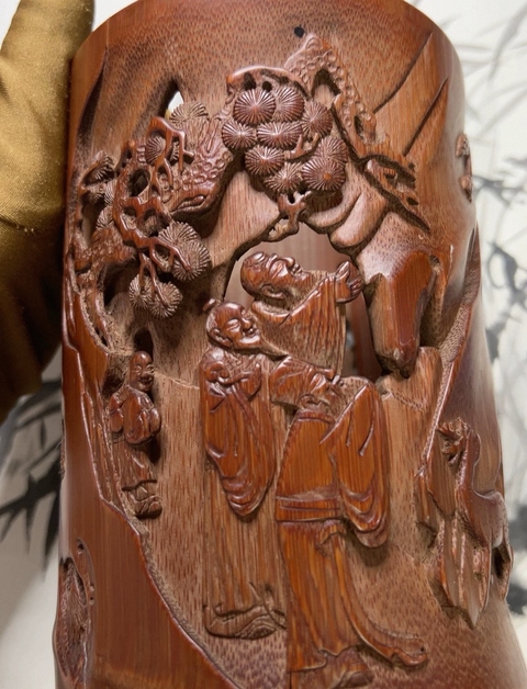 古玩雜項竹刻筆筒真品鑒賞圖