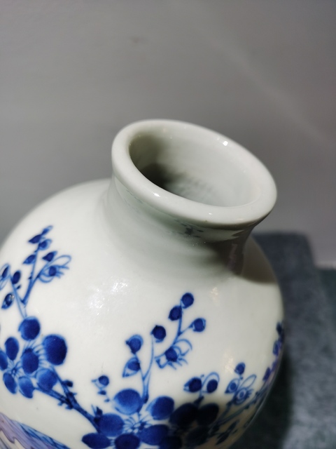 古玩陶瓷青花花卉詩文蘿卜瓶真品鑒賞圖